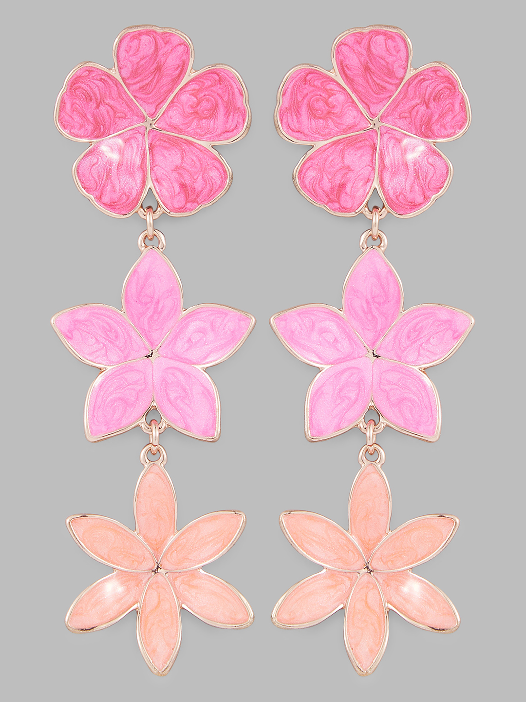 Globus Women Rose Gold-Plated Floral Drop Earrings