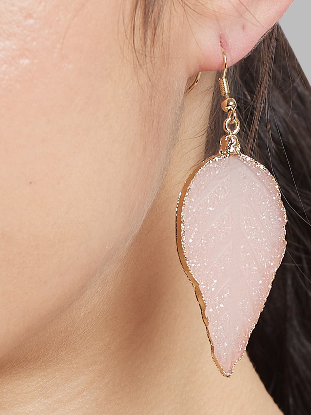 Globus Women Gold-Plated Leaf Shaped Drop Earrings
