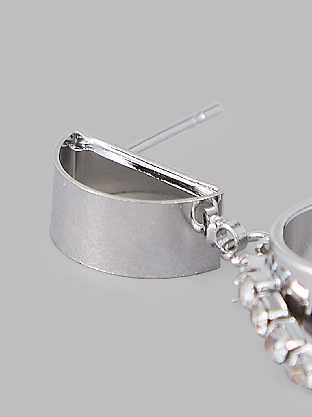 Globus Women Silver-Plated Geometric Drop Earrings