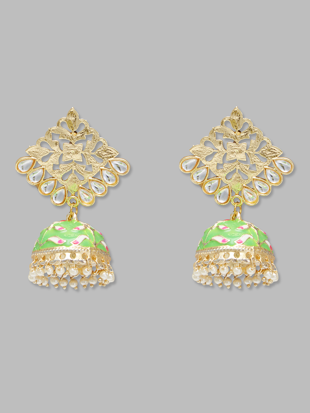 Globus Women Gold-Plated Dome Shaped Jhumkas