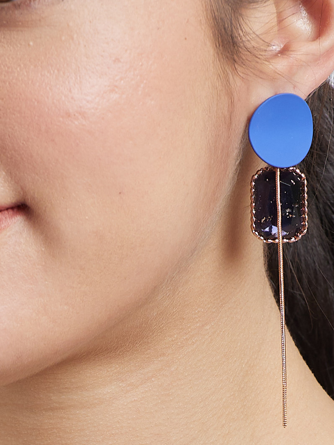 Globus Women Rose Gold-Plated Geometric Drop Earrings