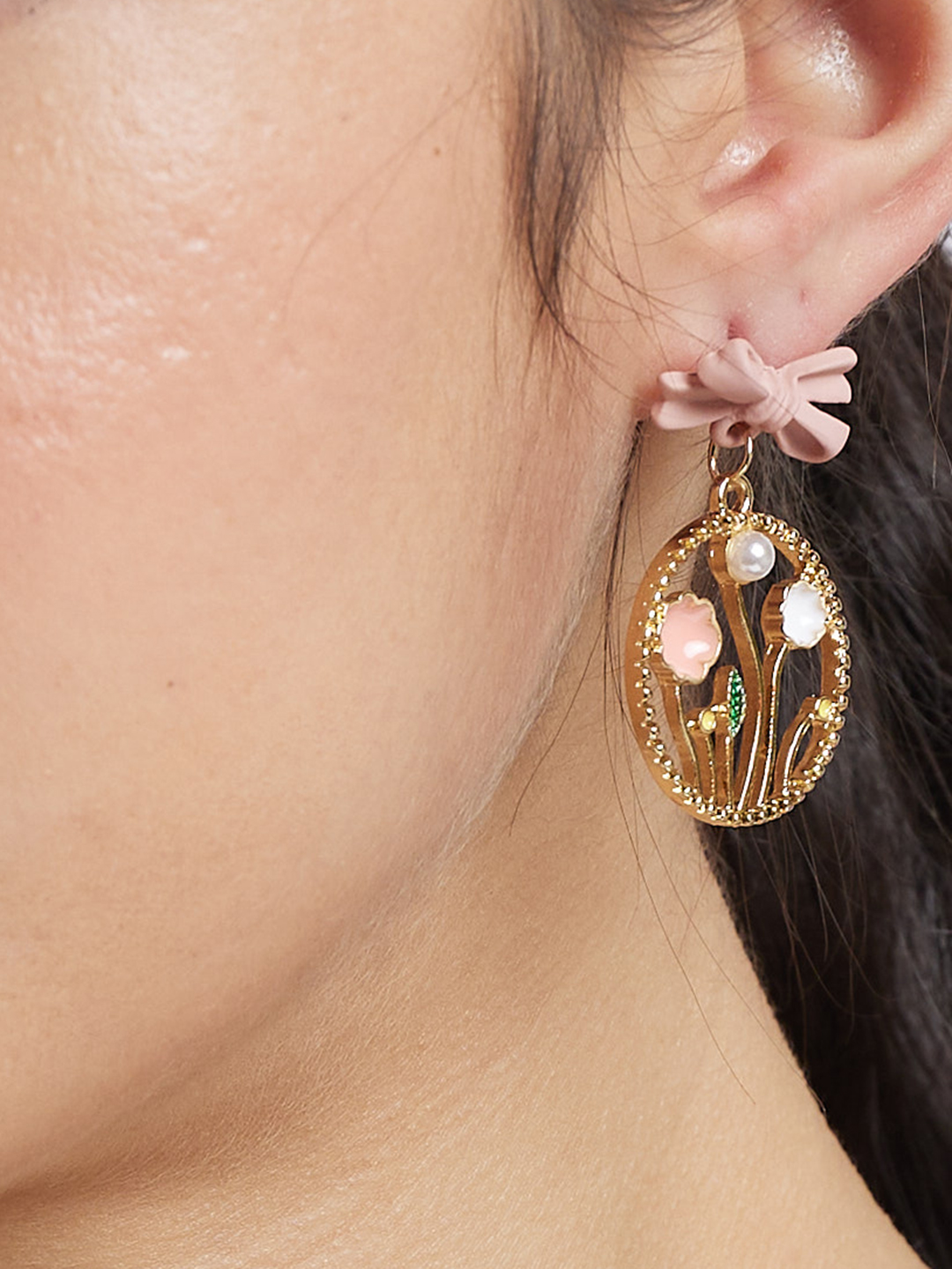 Globus Women Gold-Plated Circular Drop Earrings