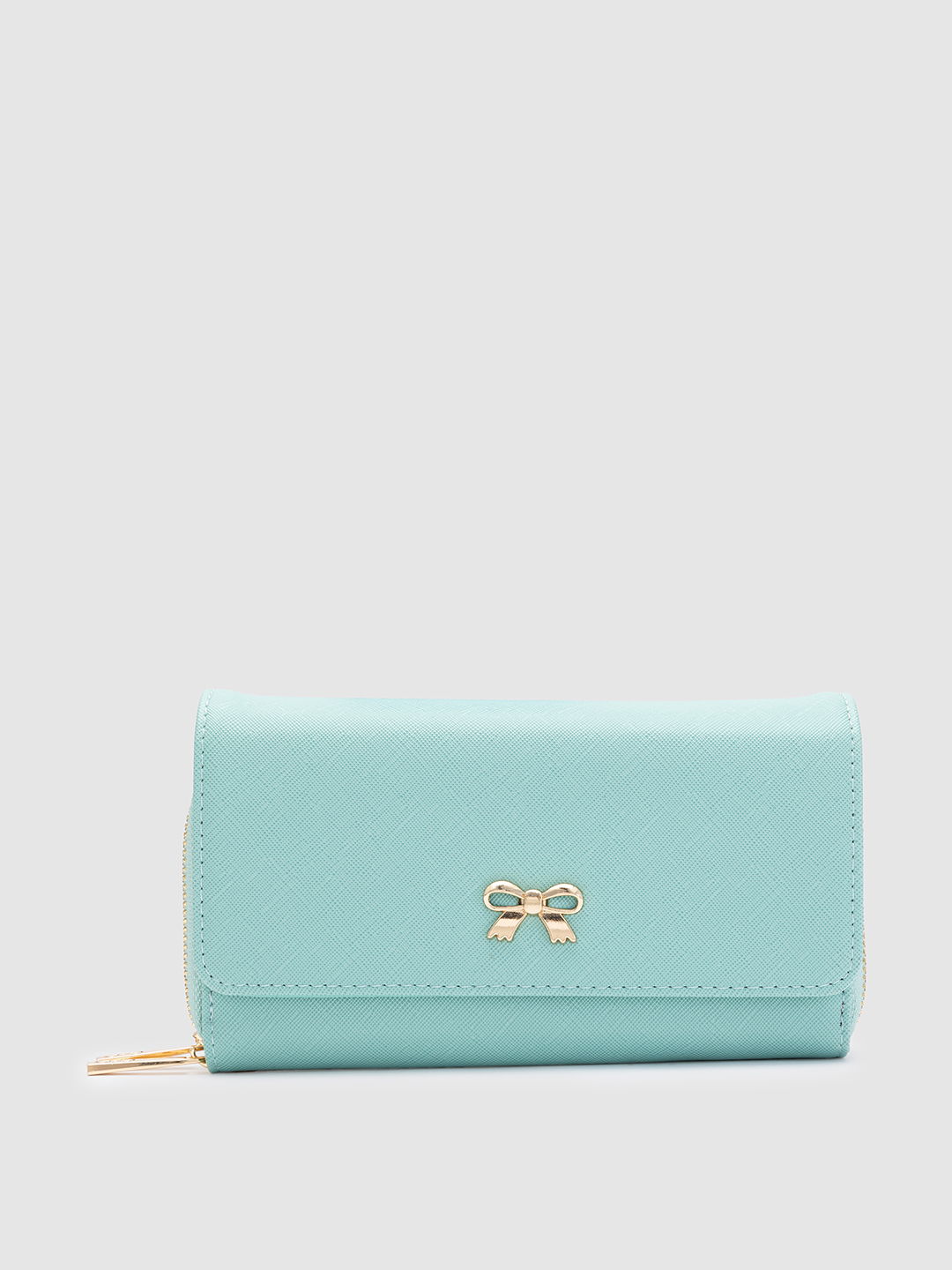Globus Green Solid PU Envelope Wallet with Bow Detail