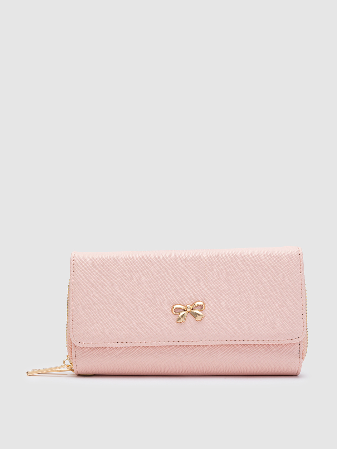 Globus Nude Solid PU Envelope Wallet with Bow Detail