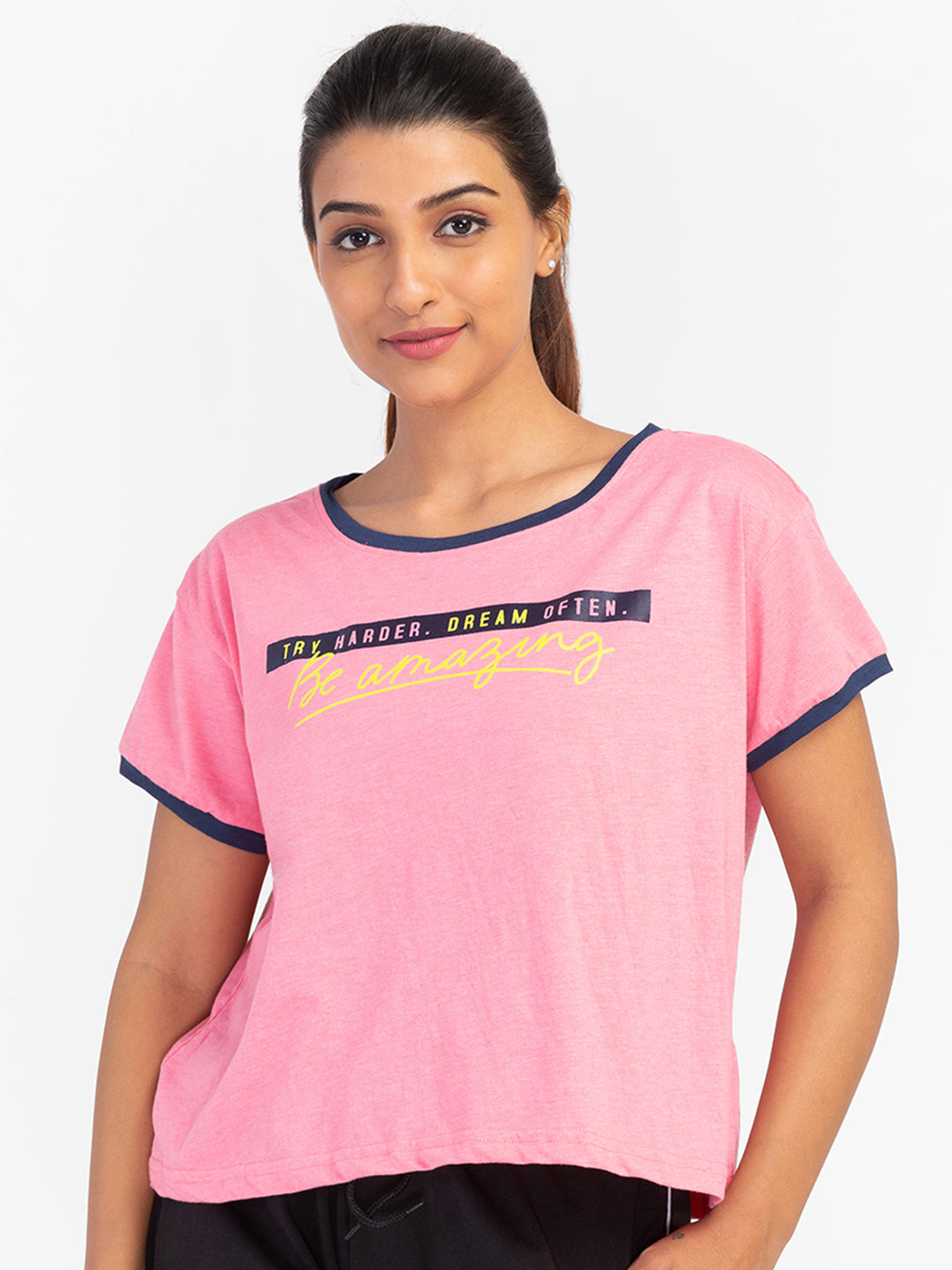 Globus Pink Printed Regular Fit Sports Tshirt