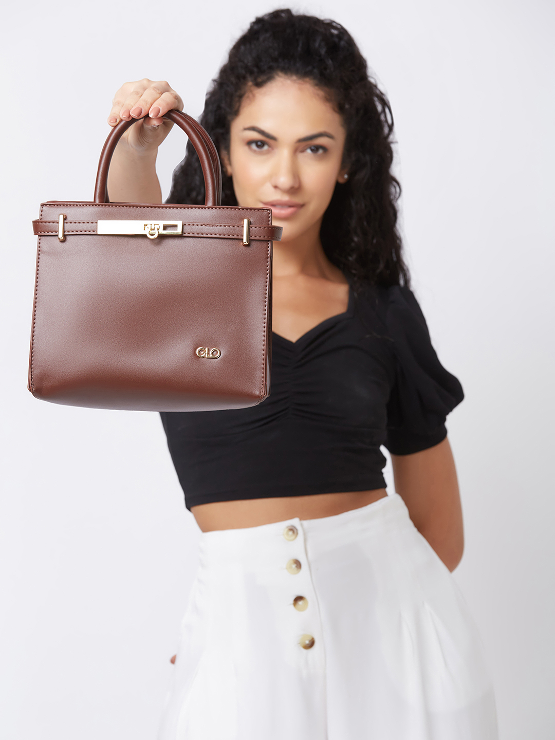 Globus Women Dark Brown Solid Casual Handheld Bag