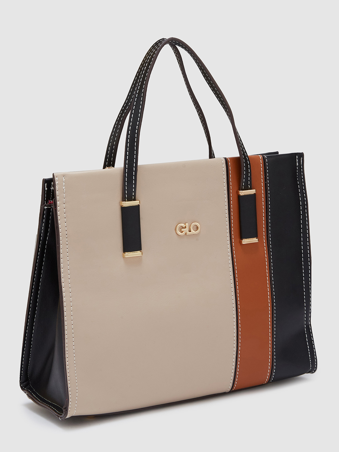 Globus Women Brown Colourblocked Casual Handheld Bag