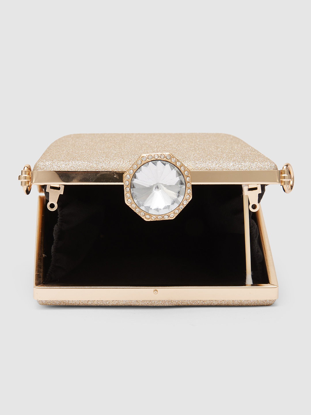 Globus Women Gold Embellished Party Box Clutch