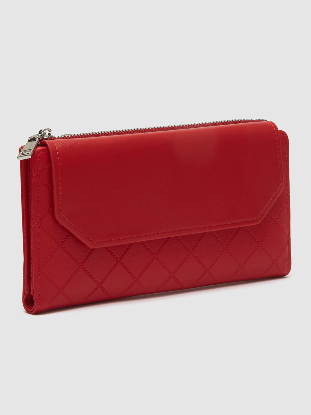 Globus Women Red Textured Envelope Wallet