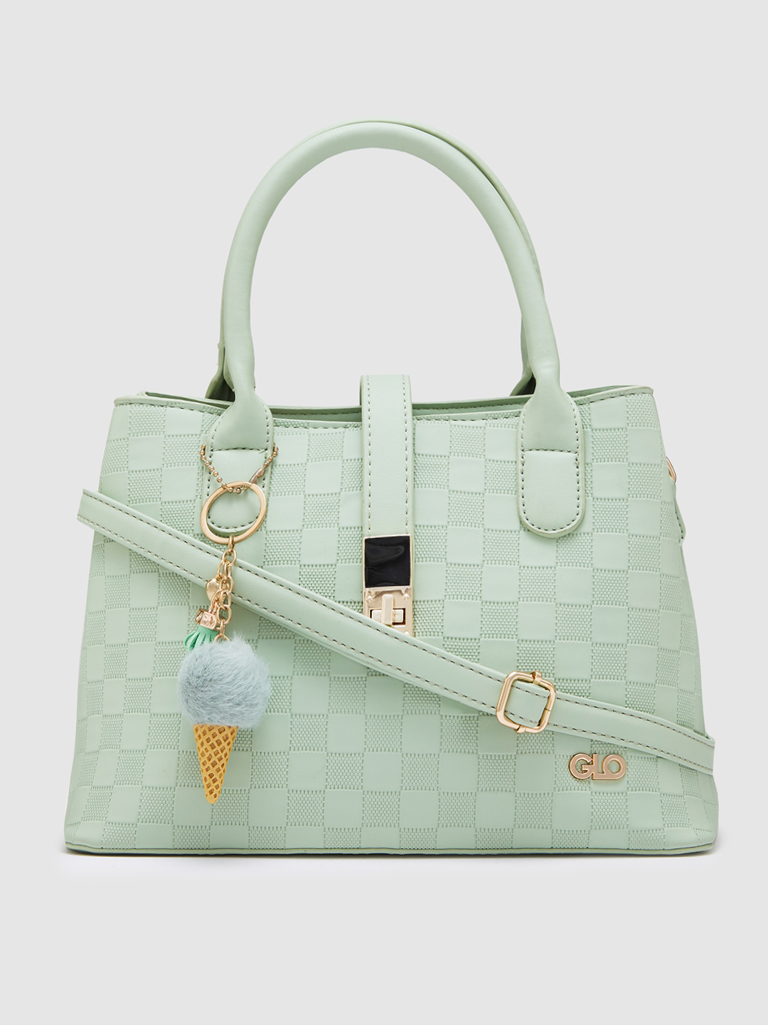 Globus Women Mint Green Textured Casual Handheld Bag