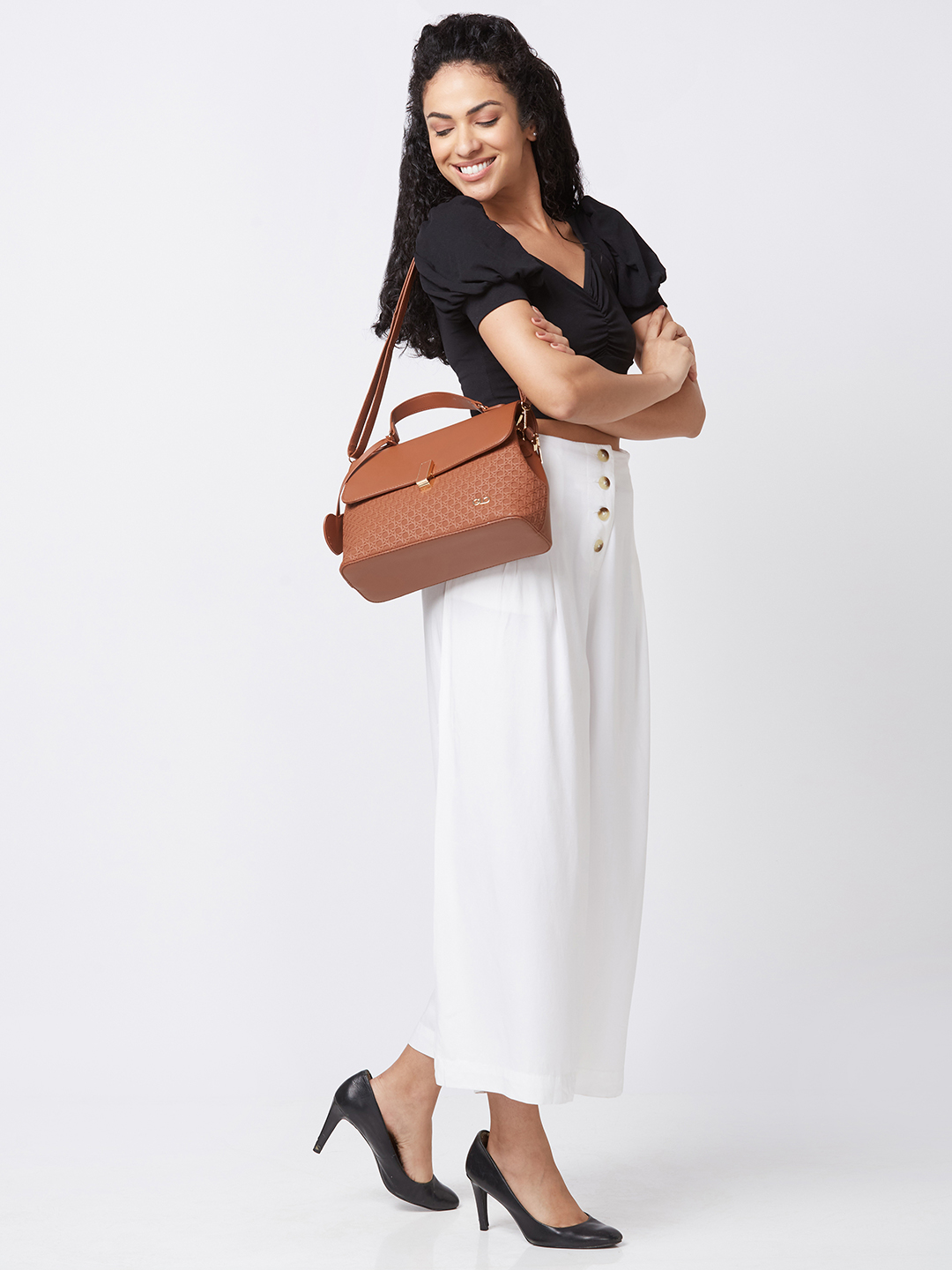 Globus Women Tan Textured Casual Handheld Bag