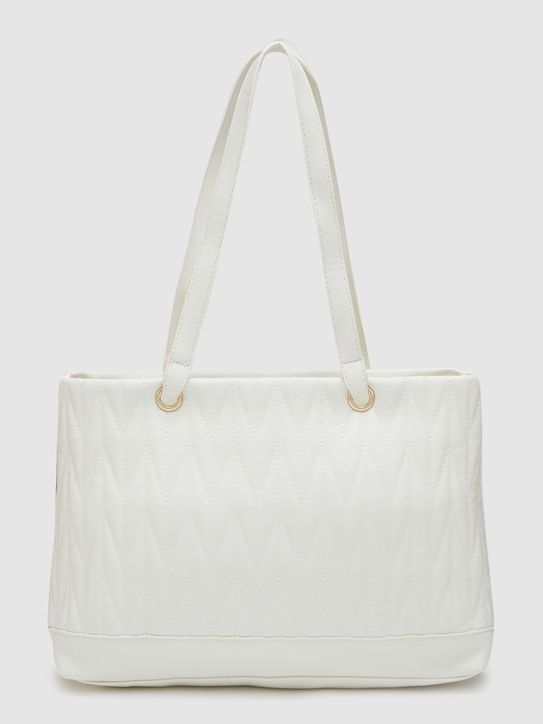 Globus Women White Textured Casual Tote Bag