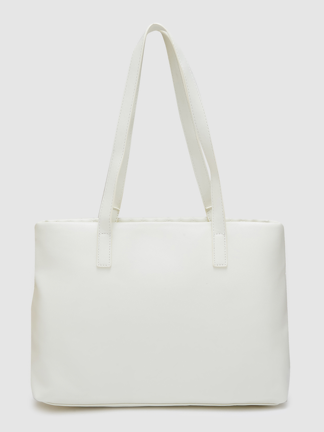 Globus Women White Textured Casual Tote Bag