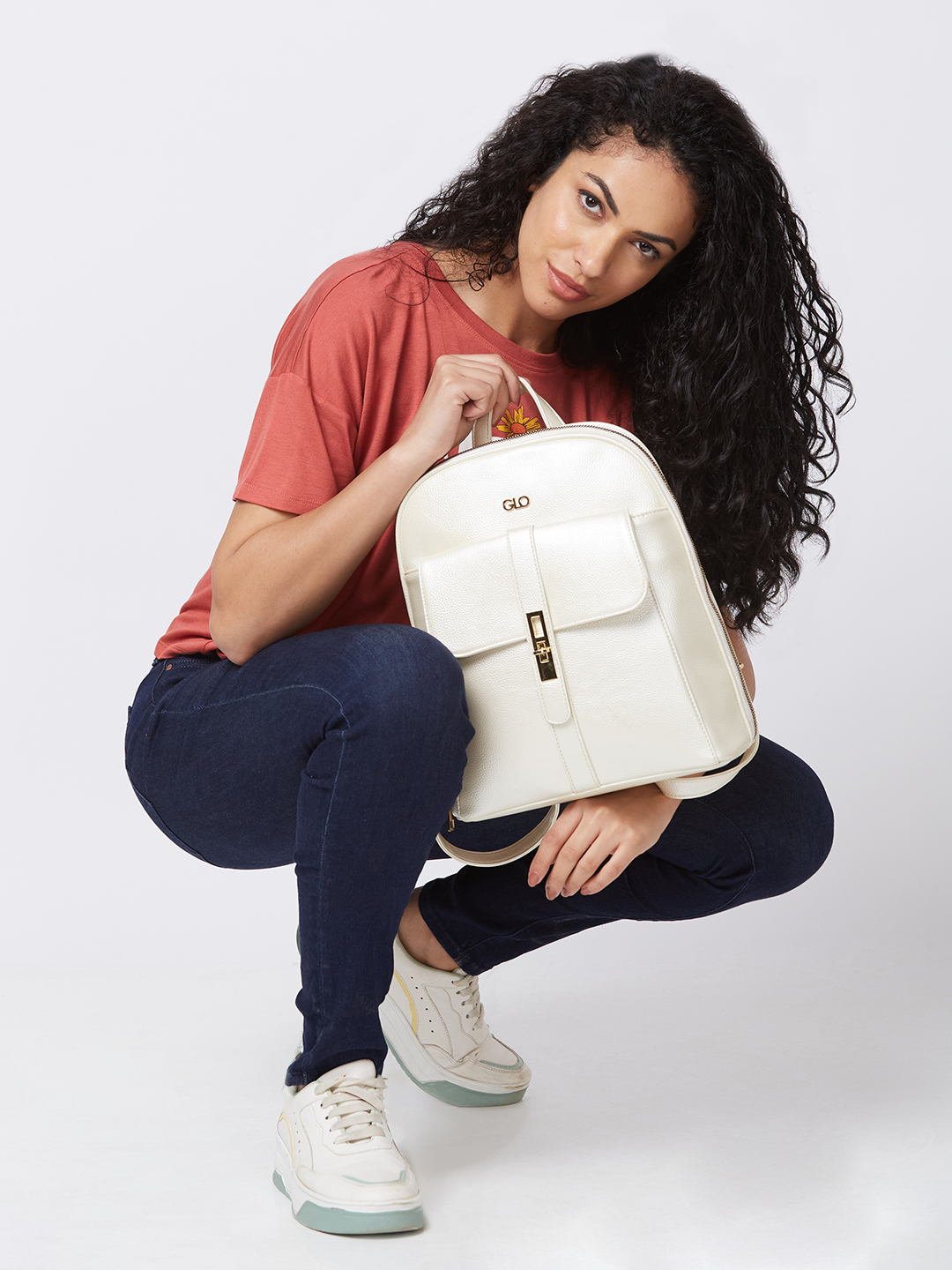 Globus Women Ivory Solid Smart Casual Backpack