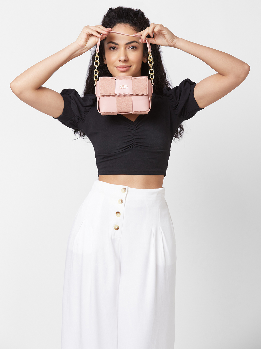 Globus Women Dusty Pink Self Design Casual Handheld Bag