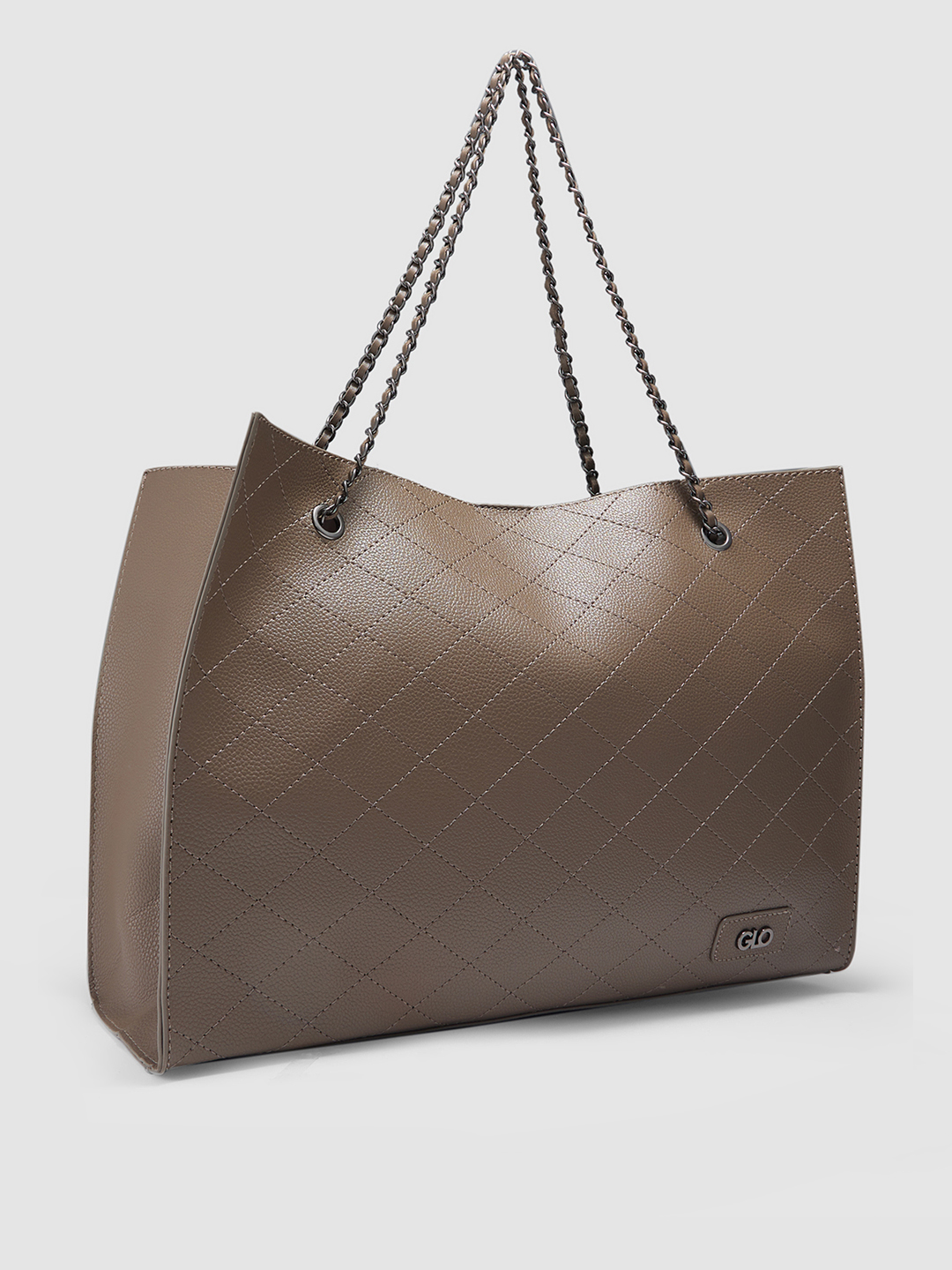 Globus women Taupe Textured Smart Casual Tote Bag