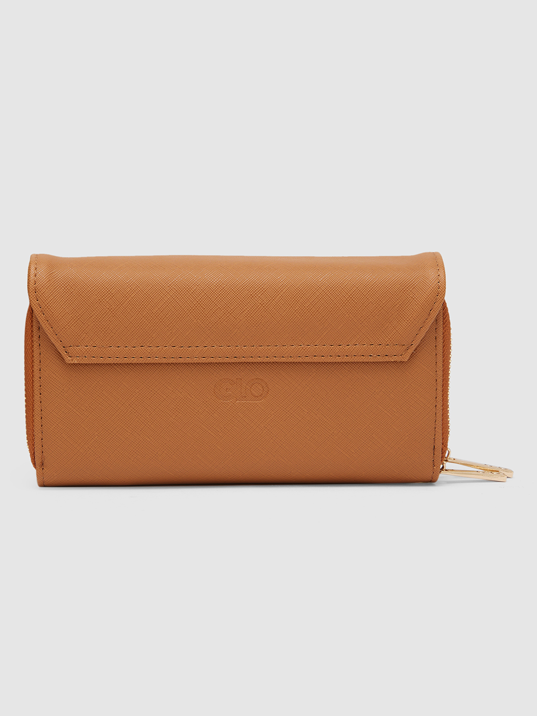 Globus Women Light Brown Solid Envelope Wallet with Wrist Loop