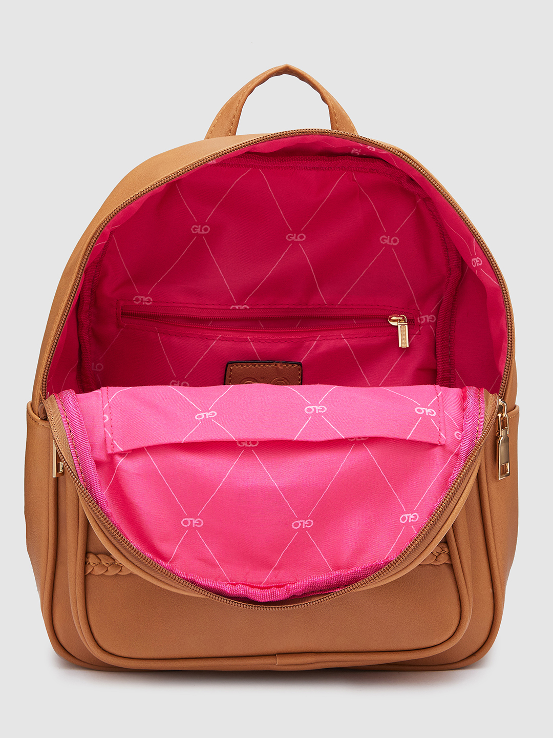 Globus Women Tan Textured Smart Casual Backpack