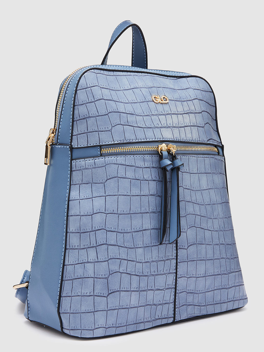 Globus Women Blueish Grey Textured Smart Casual Backpack