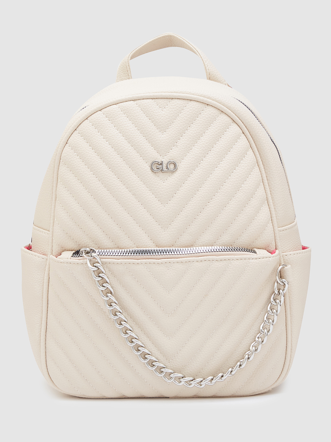 Globus Women Ivory Textured Smart Casual Backpack
