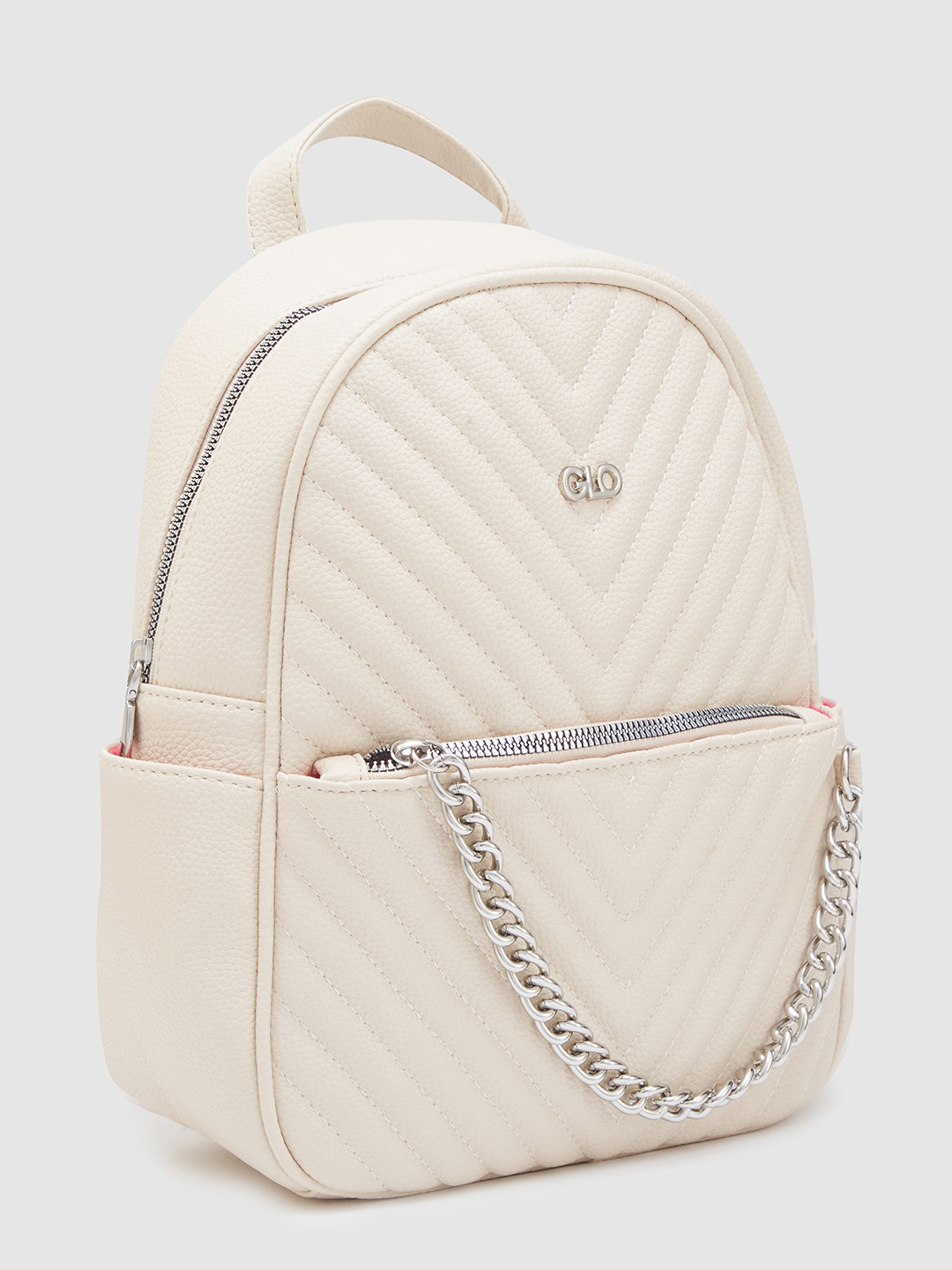 Globus Women Ivory Textured Smart Casual Backpack