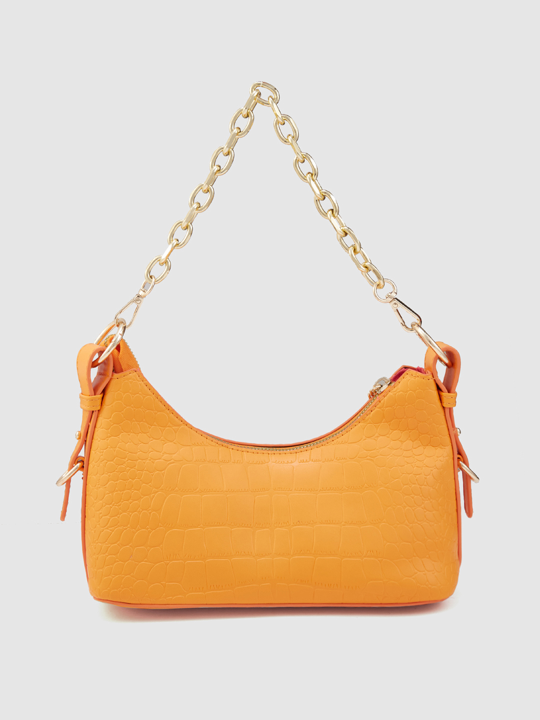 Globus Women Orange Textured Party Sling Bag