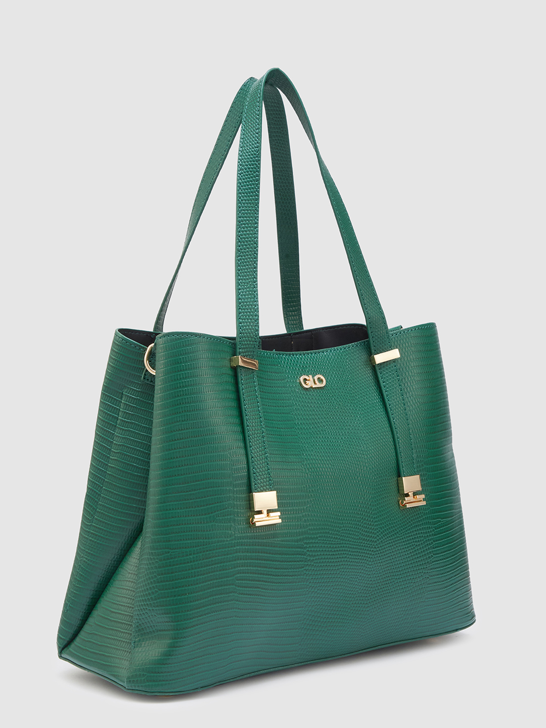Globus Women Forest Green Textured Casual Handheld Bag