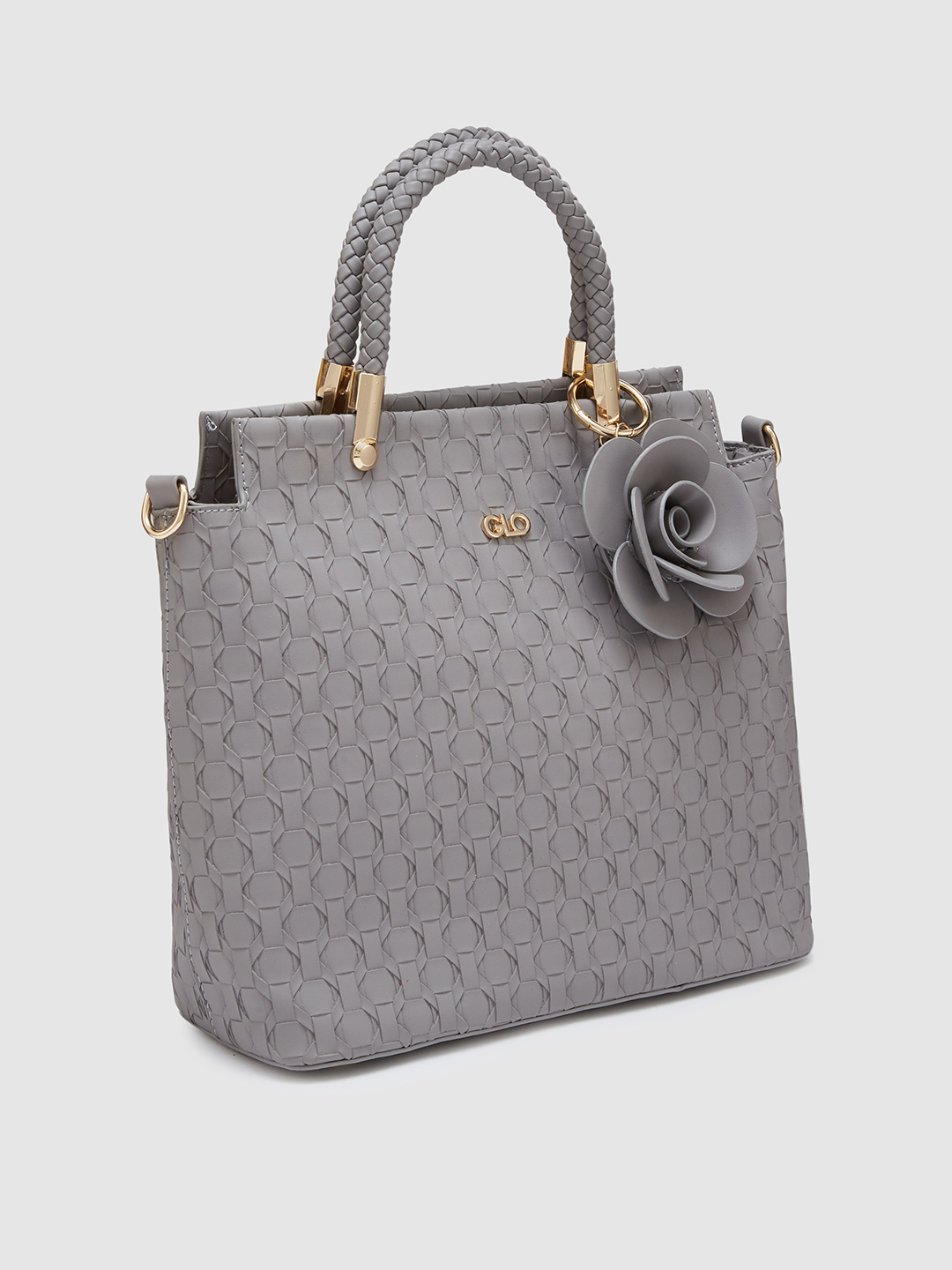 Globus Women Light Grey Textured Casual Handheld Bag