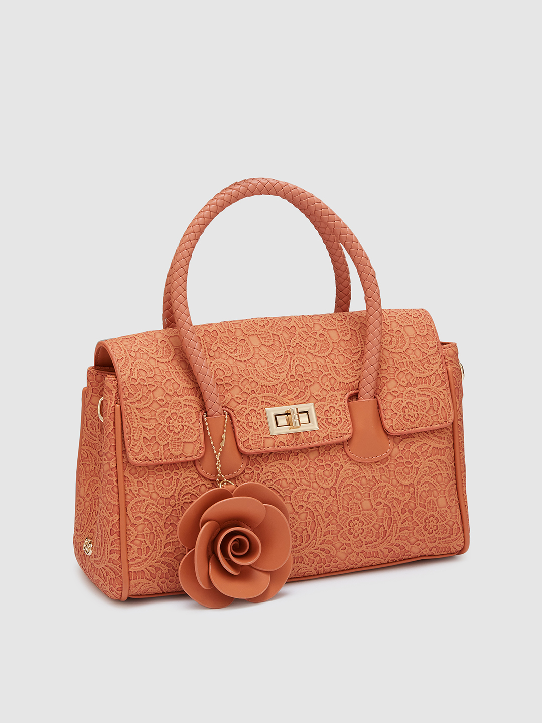 Globus Women Orange Textured Casual Handheld Bag