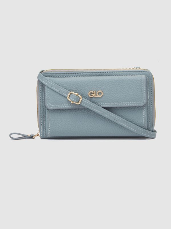 Globus Women Blueish Grey Textured Zip Around Wallet