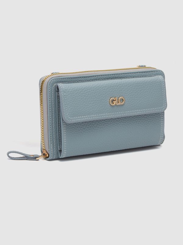 Globus Women Blueish Grey Textured Zip Around Wallet