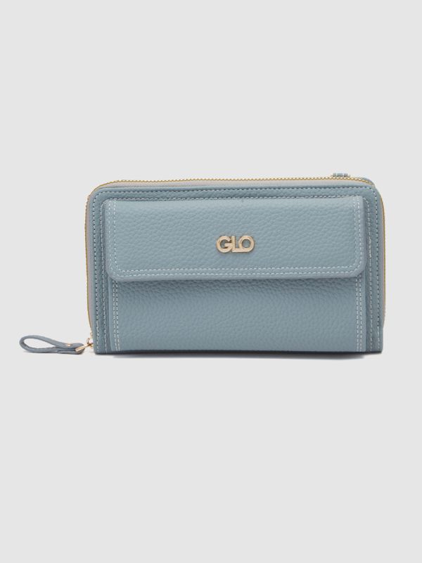 Globus Women Blueish Grey Textured Zip Around Wallet