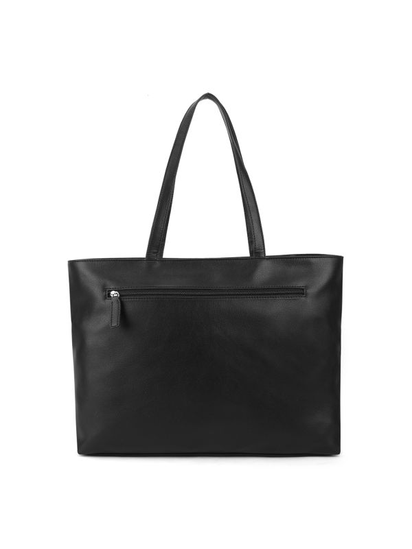 Globus Women Black Textured Double Handle Workwear Tote Bag