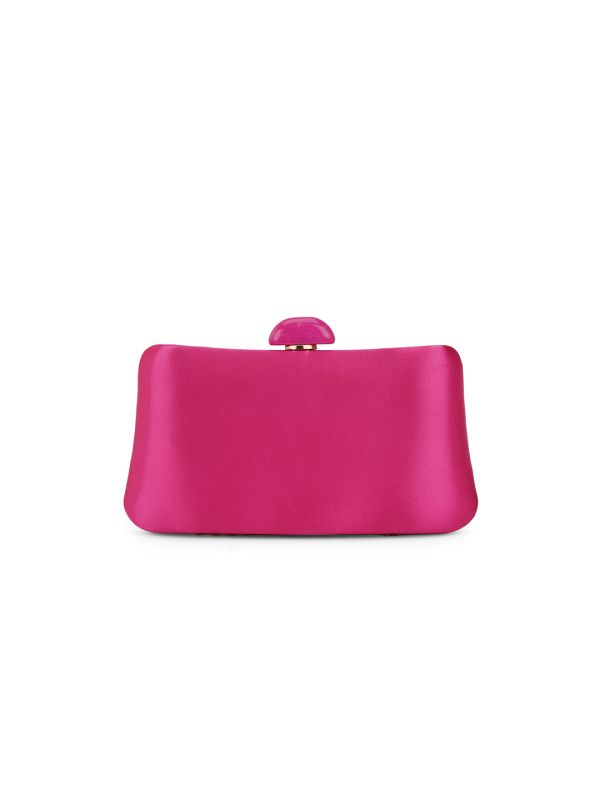 Globus Women Pink Shiny Rectangular Party Clutch With Detachable Chain Strap