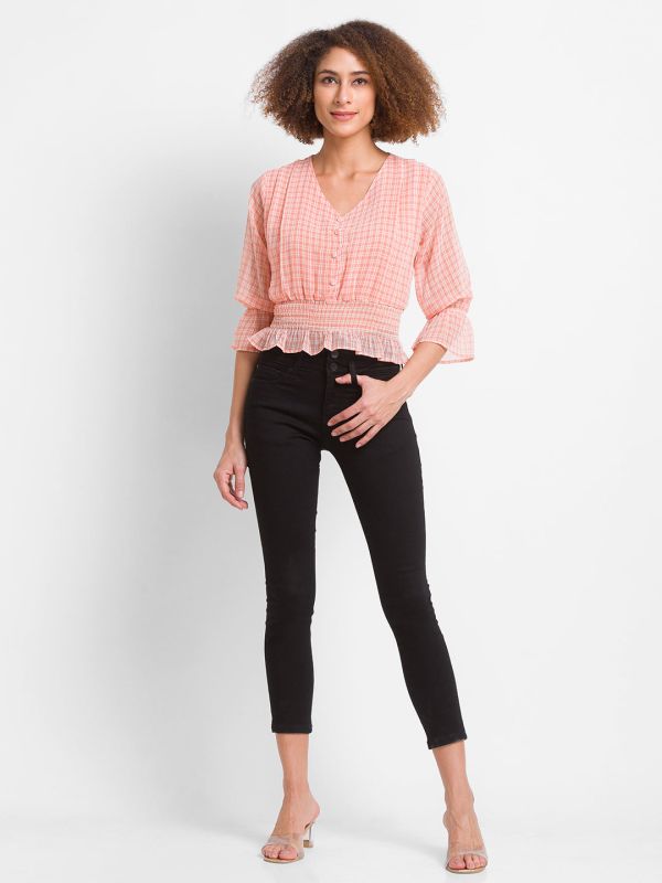 Globus Peach Checked Top