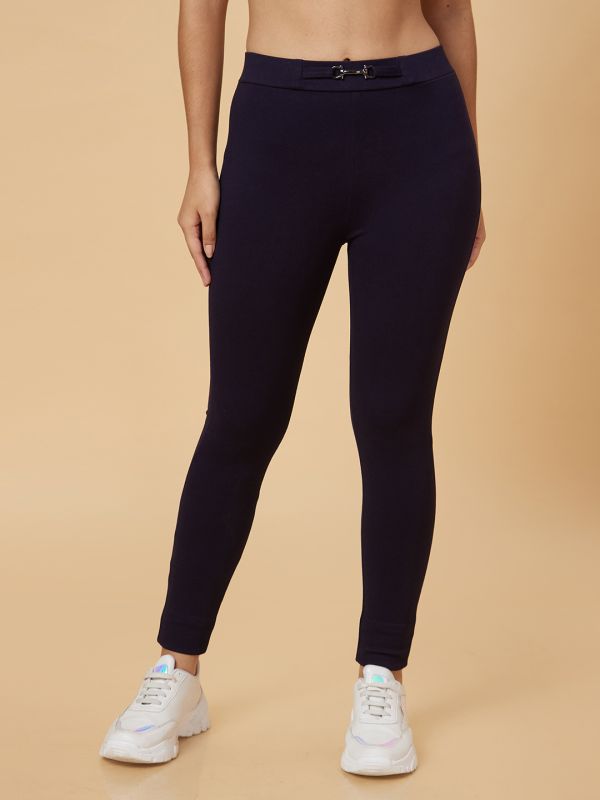 Globus Women Navy Solid Treggings