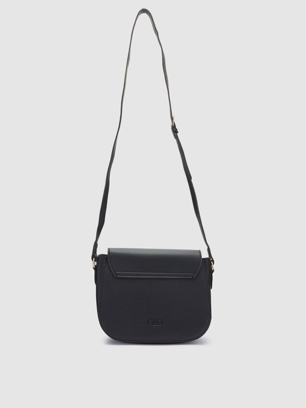 Globus Women Black Solid Vegan Leather Sling Bag