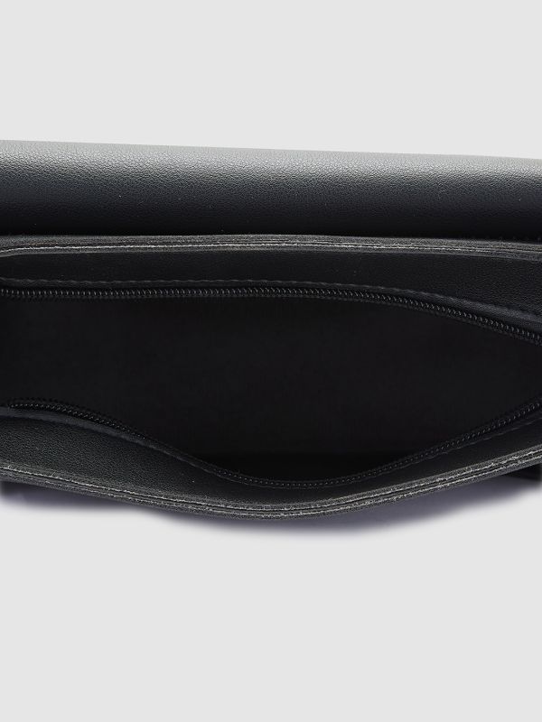 Globus Women Black Solid Vegan Leather Sling Bag