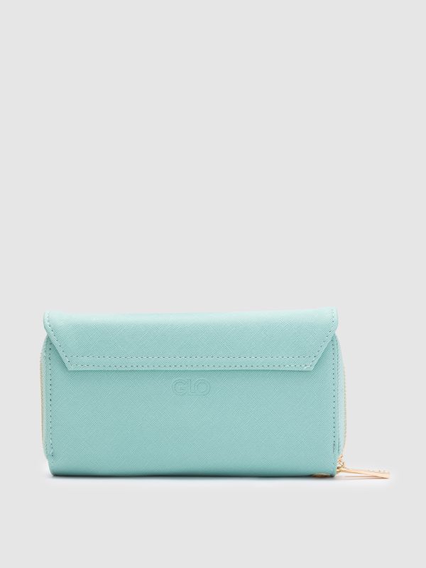 Globus Women Green Solid Vegan Leather Envelope Wallet with Bow Detail