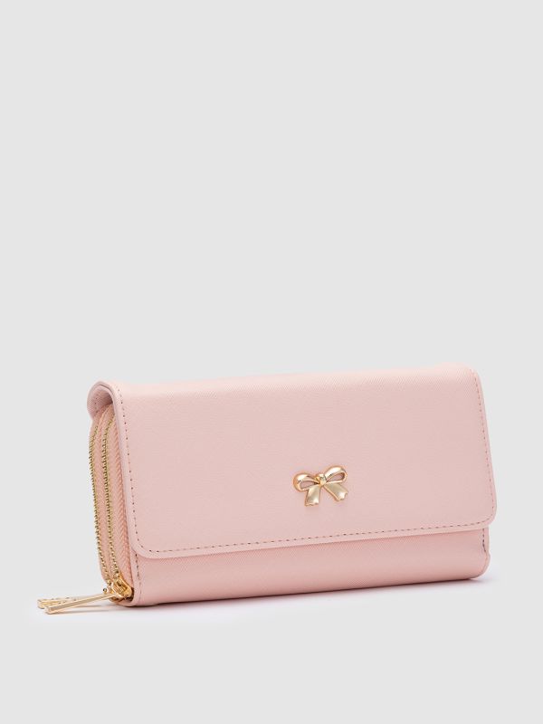 Globus Women Nude Solid Vegan Leather Envelope Wallet with Bow Detail