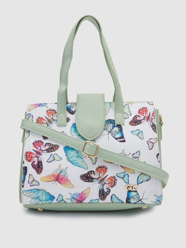 Globus Women Mint Printed Vegan Leather Handheld Bag