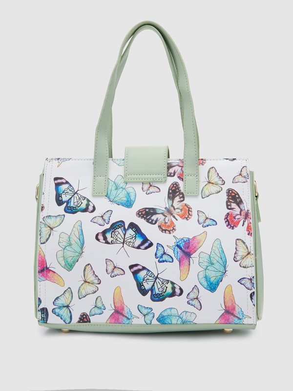 Globus Women Mint Printed Vegan Leather Handheld Bag