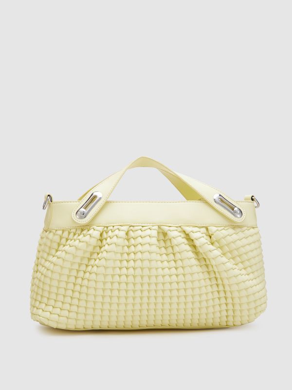 Globus Women Yellow Textured Vegan Leather Handheld Bag