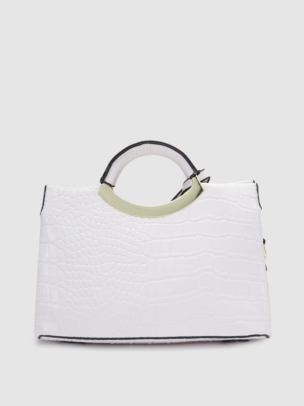 Globus Women White Solid Vegan Leather Handheld Bag