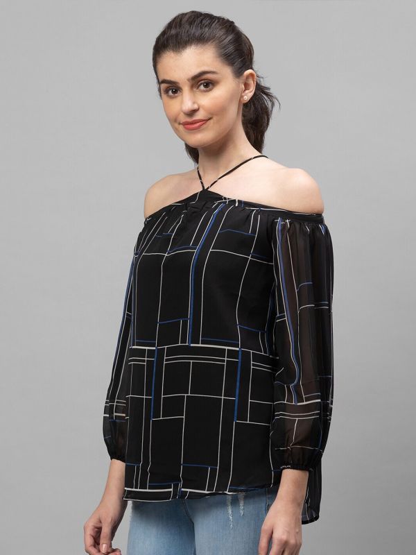 Globus Black Printed Top