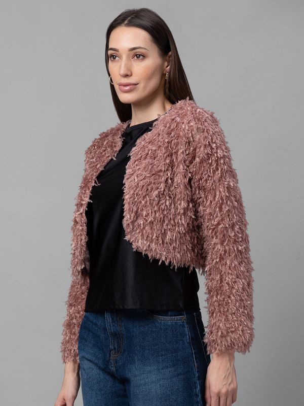 Globus Pink Self Design Party Crop Jacket