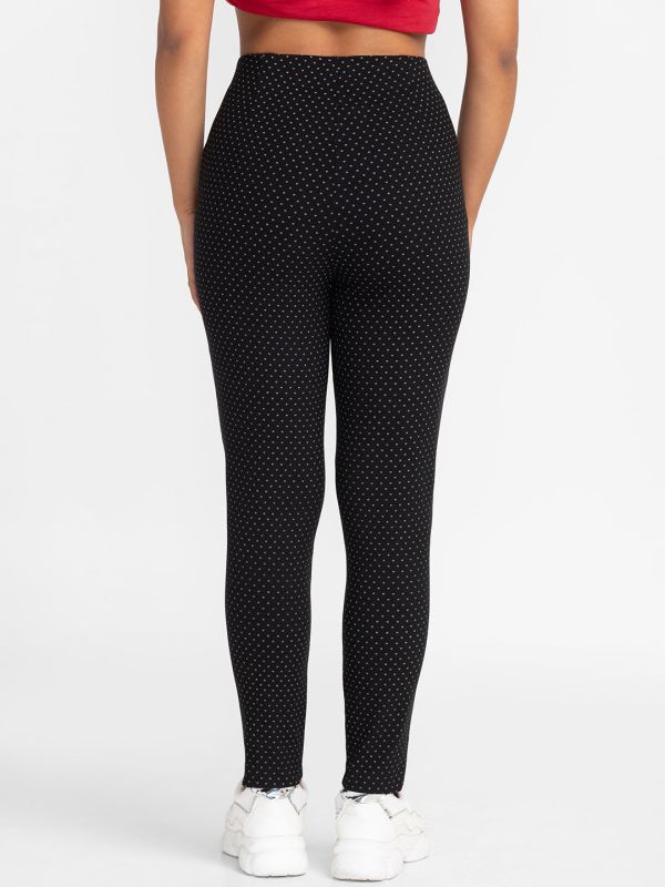 Globus Black Printed Skinny Fit Cropped Peg Trousers