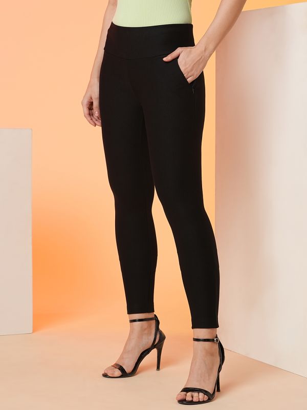 Globus Black Solid Treggings