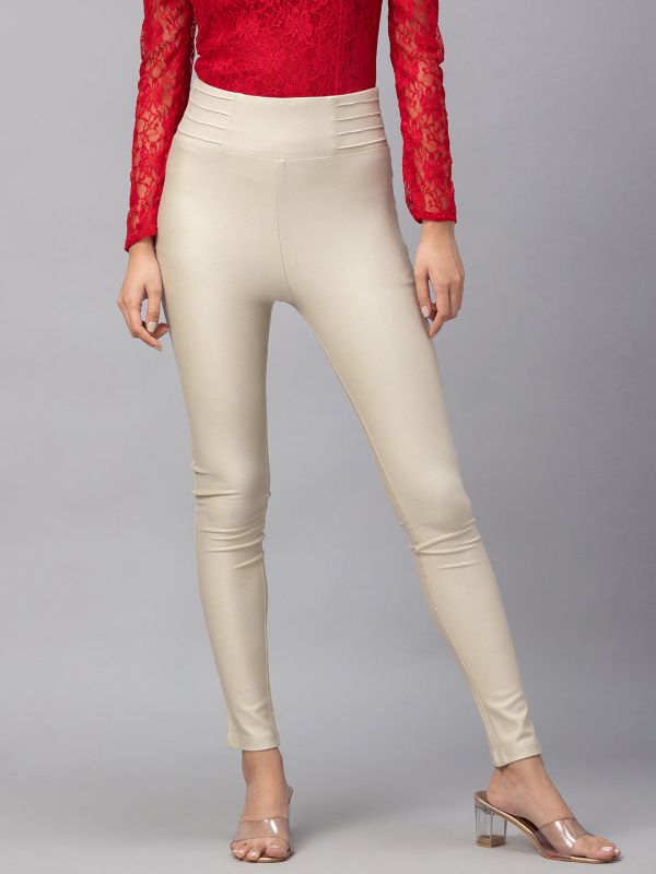 Globus Beige Solid Treggings