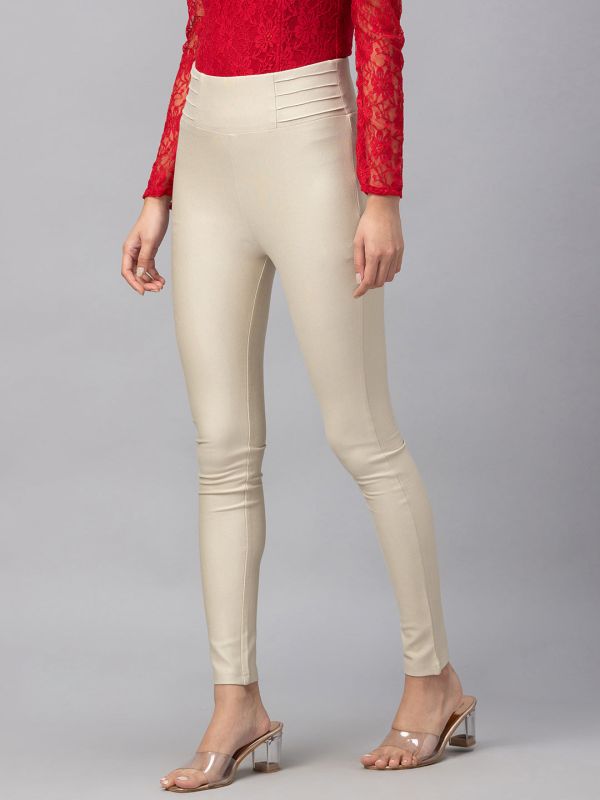 Globus Beige Solid Treggings